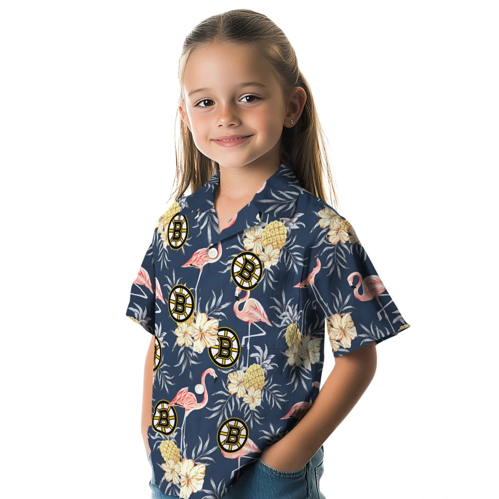 Boston Bruins Hawaiian Shirt - Flamingo Hibiscus | Hula Hawaiian Shirts