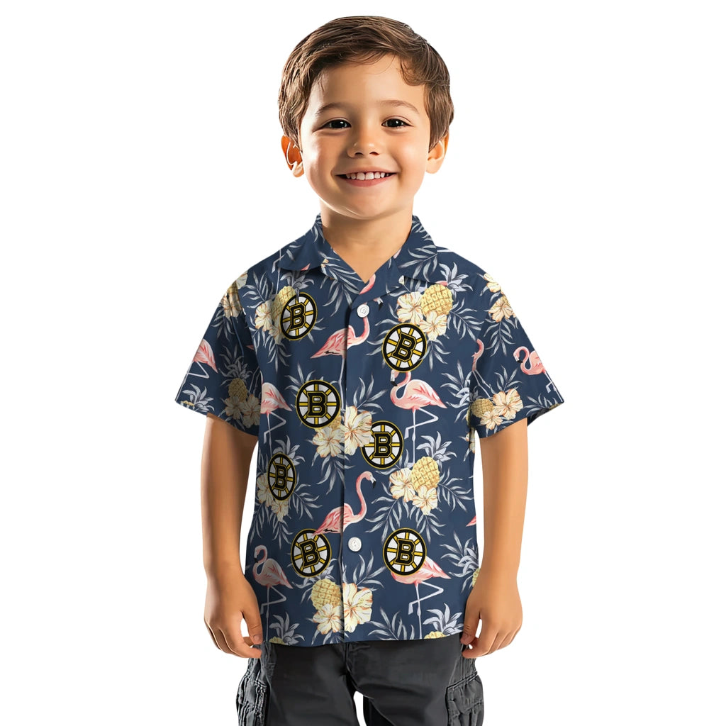 Boston Bruins Hawaiian Shirt - Flamingo Hibiscus | Hula Hawaiian Shirts