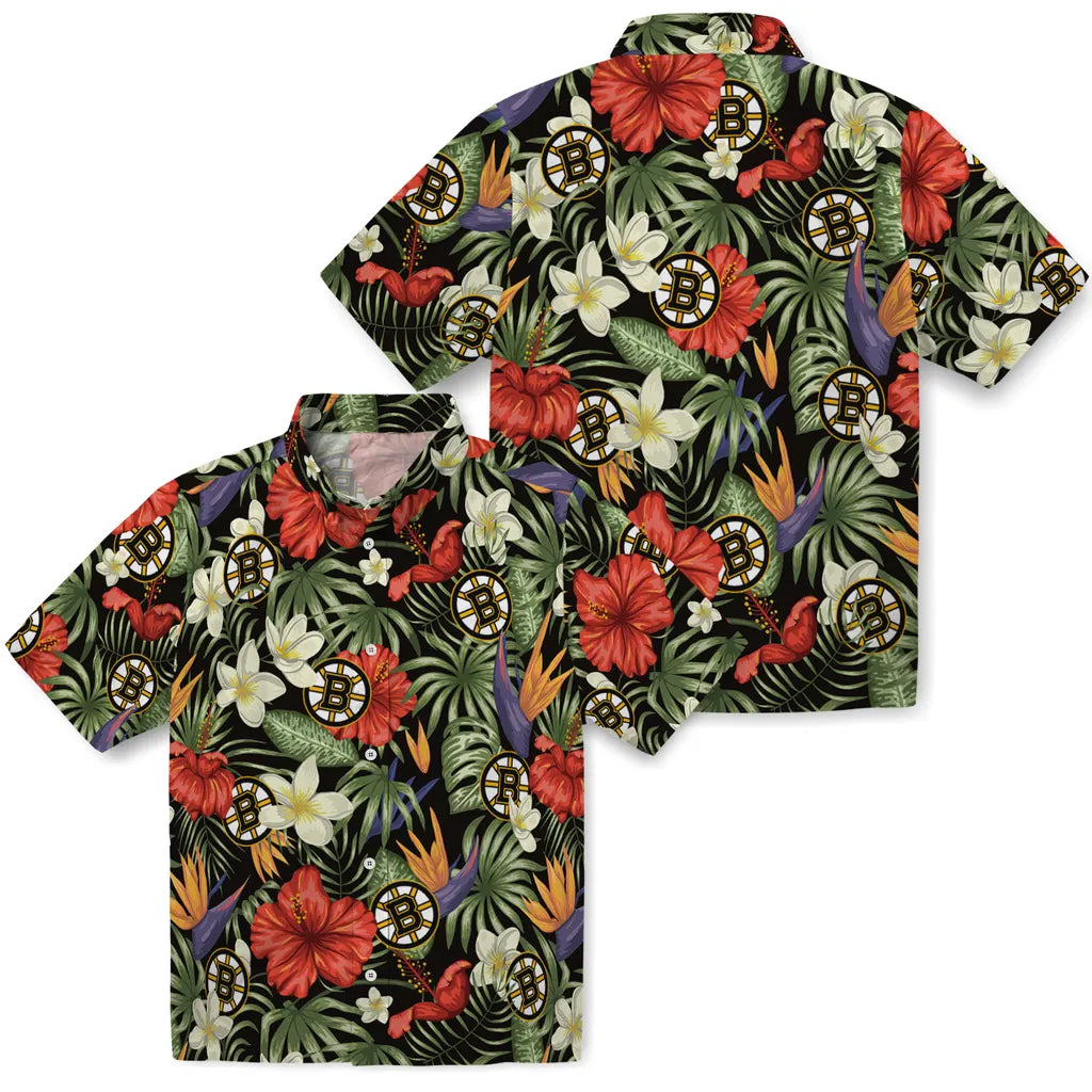 Boston Bruins Hawaiian Shirt - Hawaii Floral Hibiscus | Hula Hawaiian Shirts