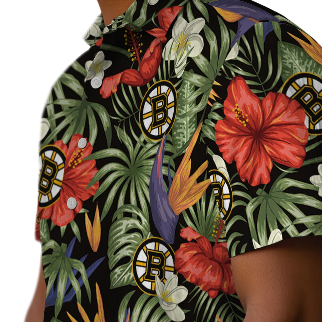 Boston Bruins Hawaiian Shirt - Hawaii Floral Hibiscus | Hula Hawaiian Shirts