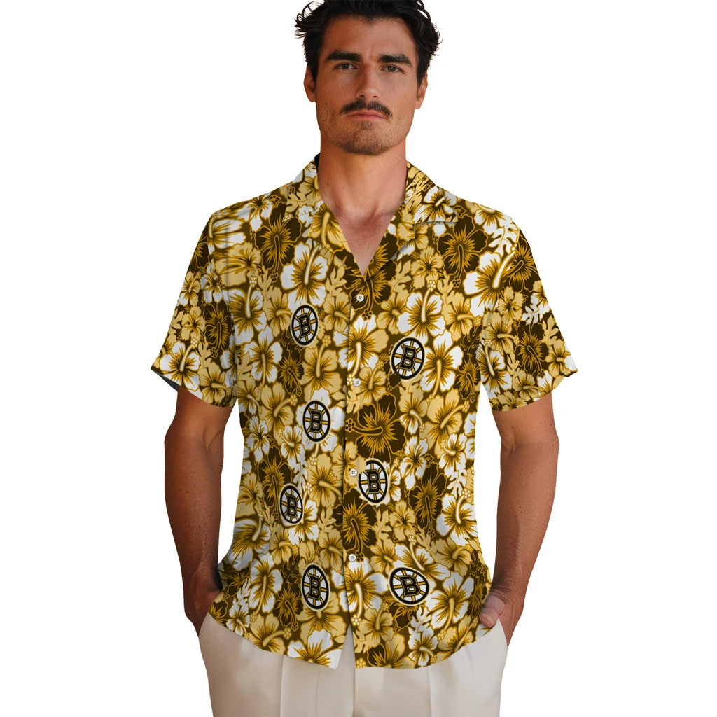 Boston Bruins Hawaiian Shirt - Hibiscus Blooms | Hula Hawaiian Shirts