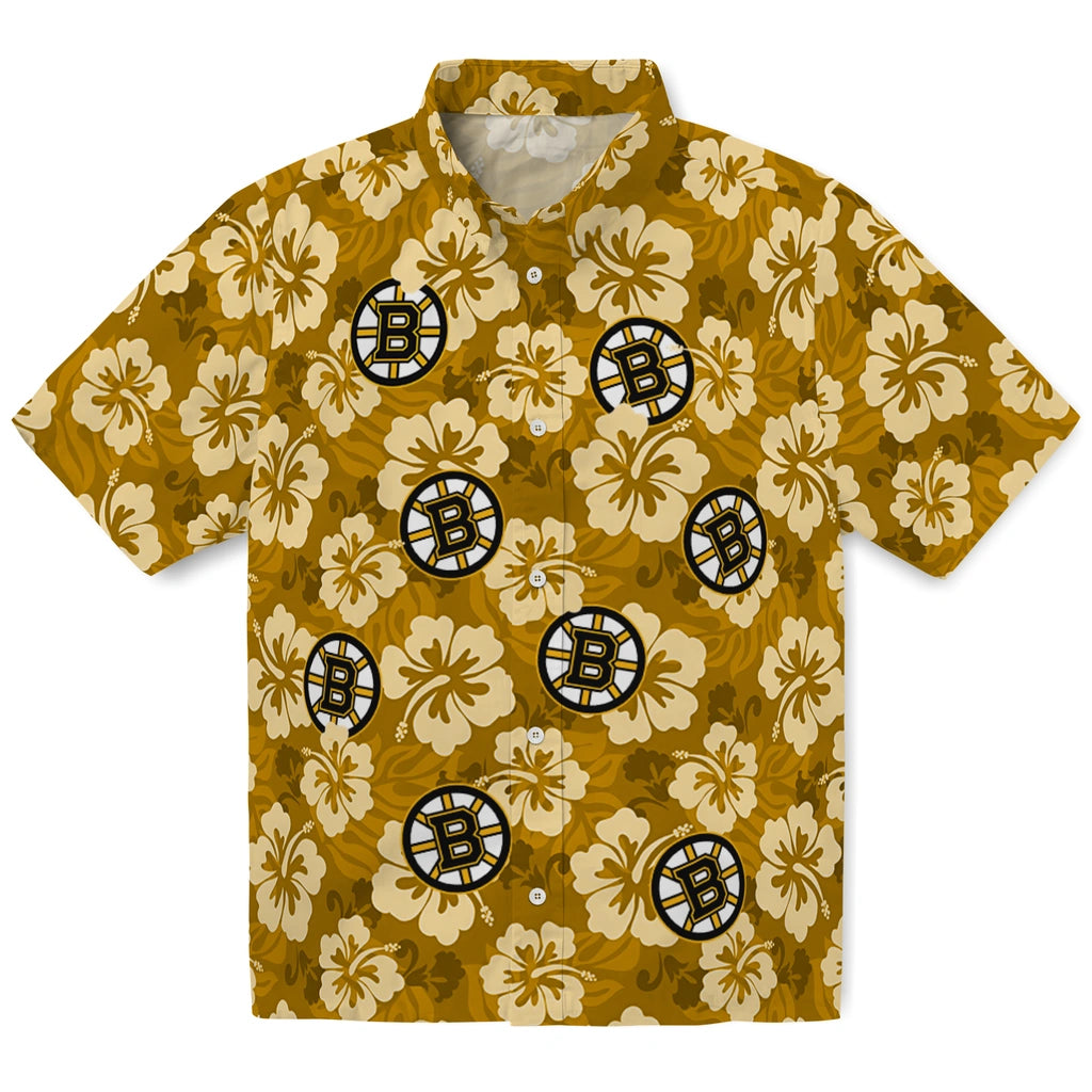 Boston Bruins Hawaiian Shirt - Hibiscus Cluster | Hula Hawaiian Shirts