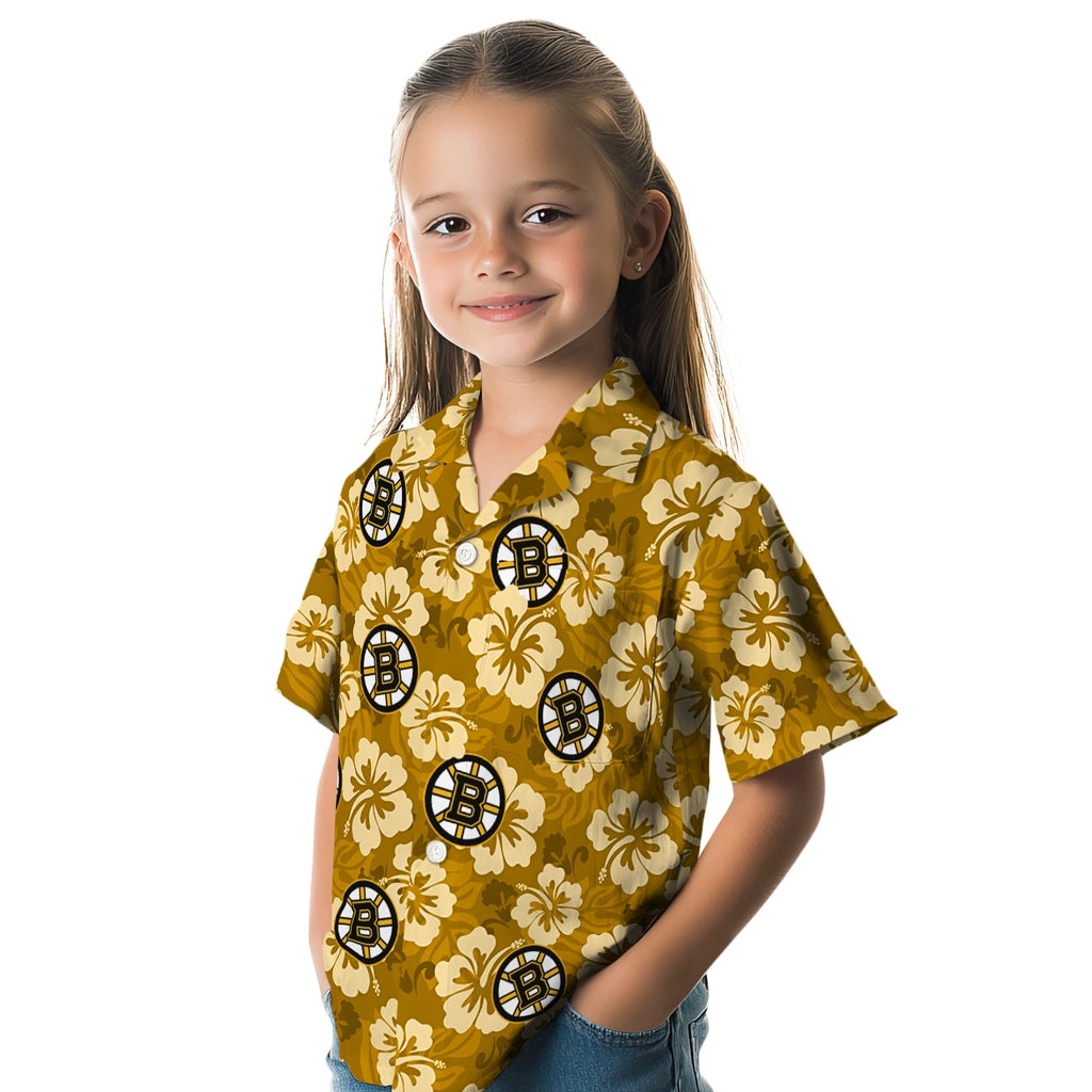 Boston Bruins Hawaiian Shirt - Hibiscus Cluster | Hula Hawaiian Shirts
