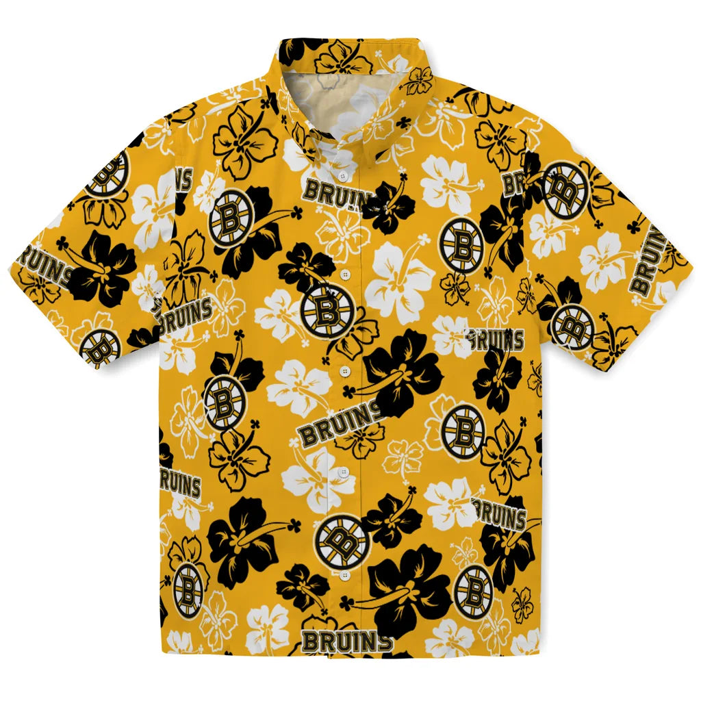 Boston Bruins Hawaiian Shirt - Hibiscus Flower Design | Hula Hawaiian Shirts