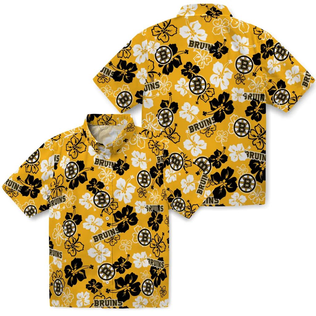 Boston Bruins Hawaiian Shirt - Hibiscus Flower Design | Hula Hawaiian Shirts