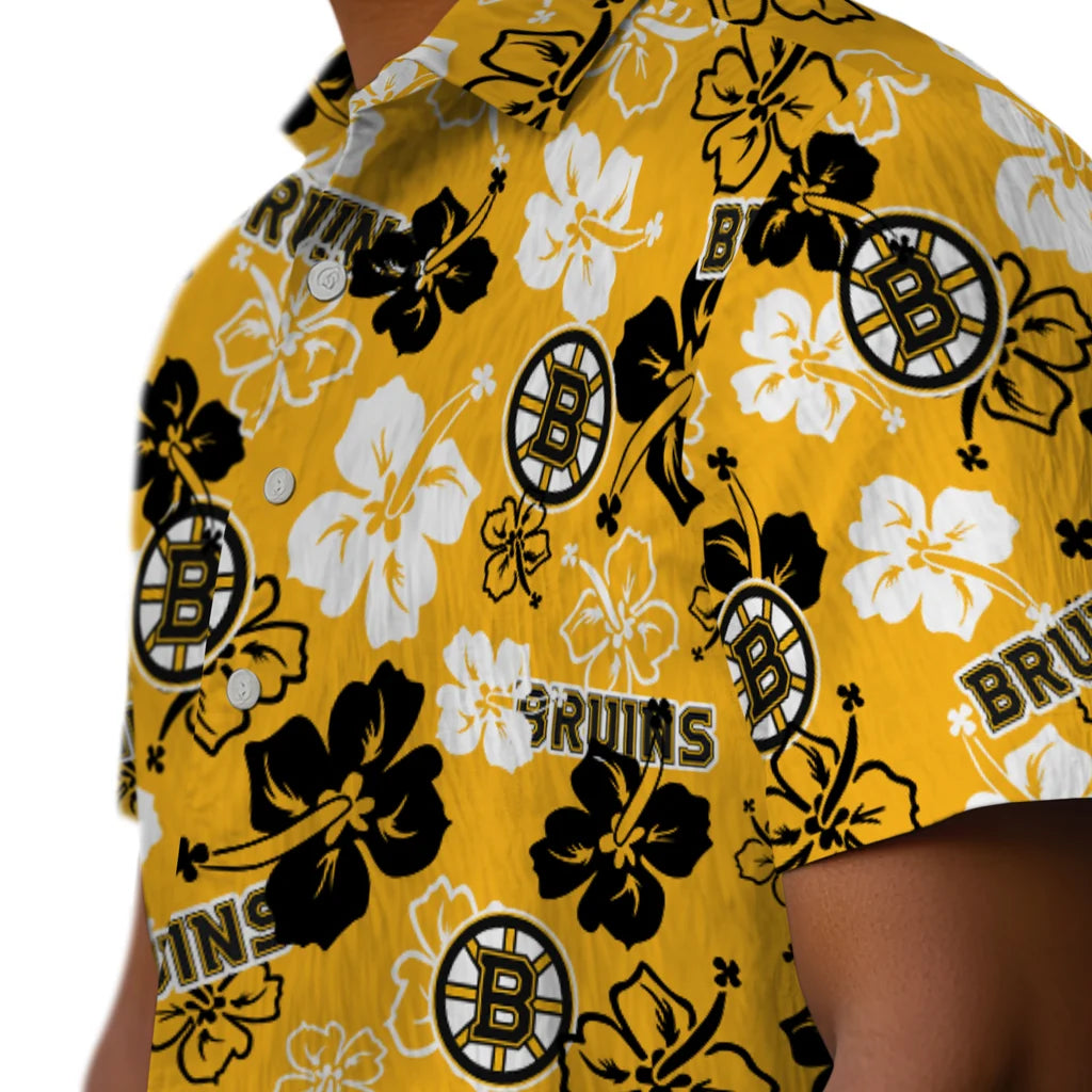 Boston Bruins Hawaiian Shirt - Hibiscus Flower Design | Hula Hawaiian Shirts