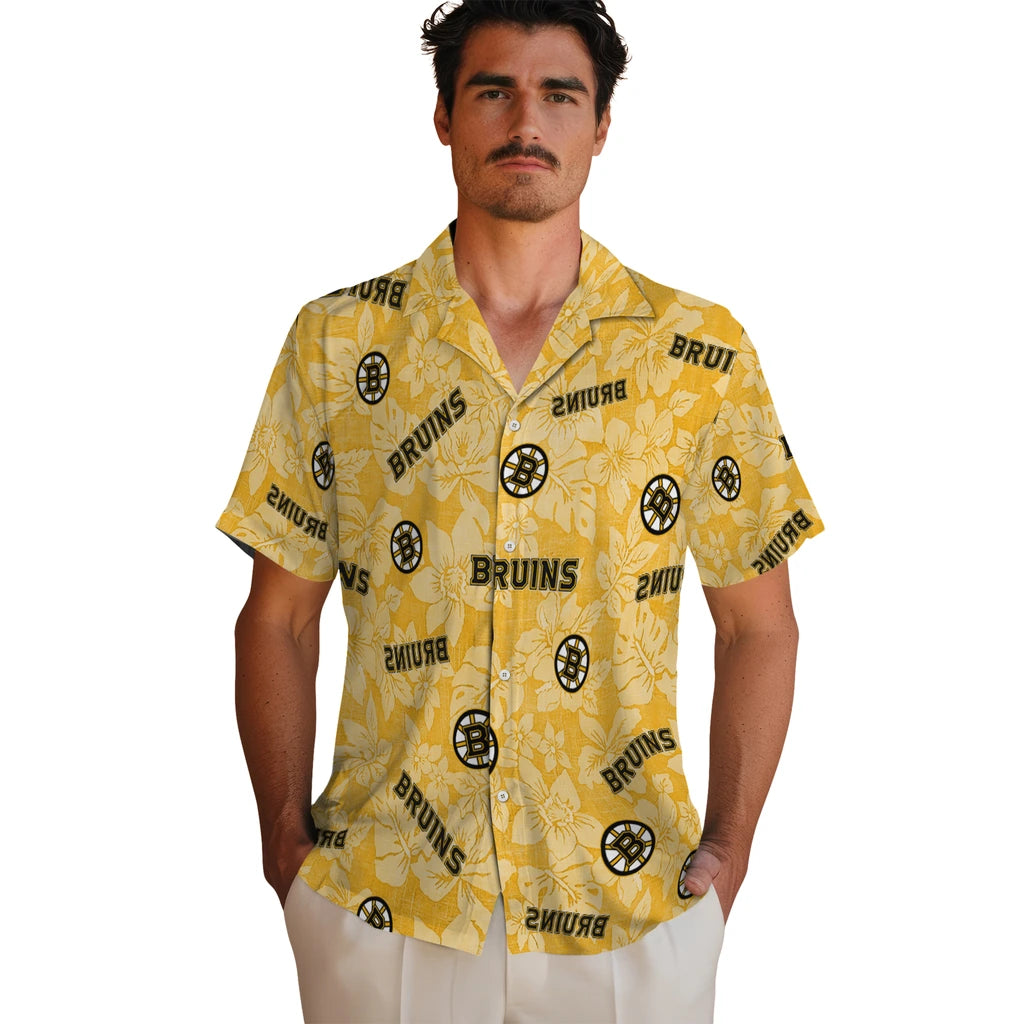 Boston Bruins Hawaiian Shirt - Hibiscus Oasis | Hula Hawaiian Shirts