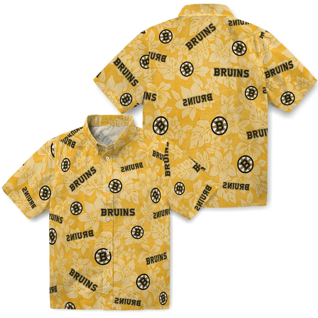 Boston Bruins Hawaiian Shirt - Hibiscus Oasis | Hula Hawaiian Shirts