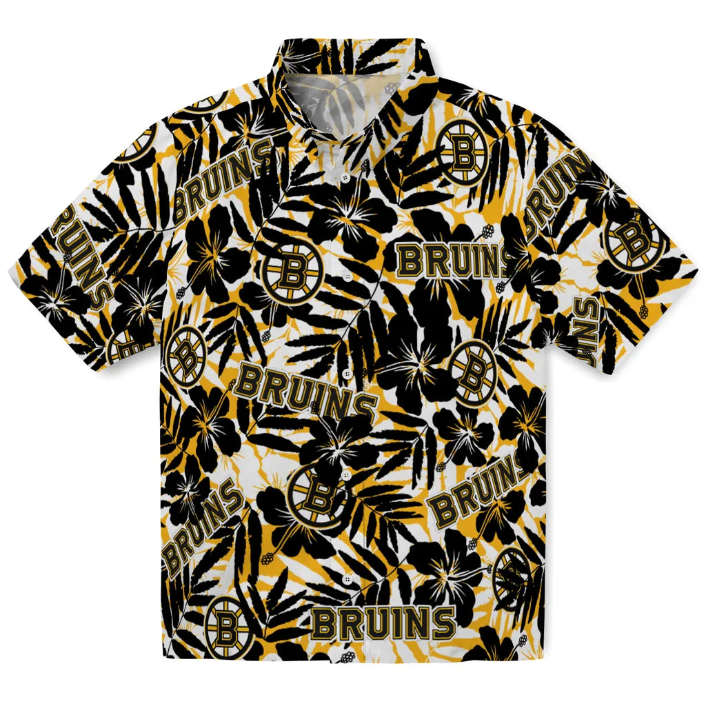 Boston Bruins Hawaiian Shirt - Hibiscus Overlay | Hula Hawaiian Shirts