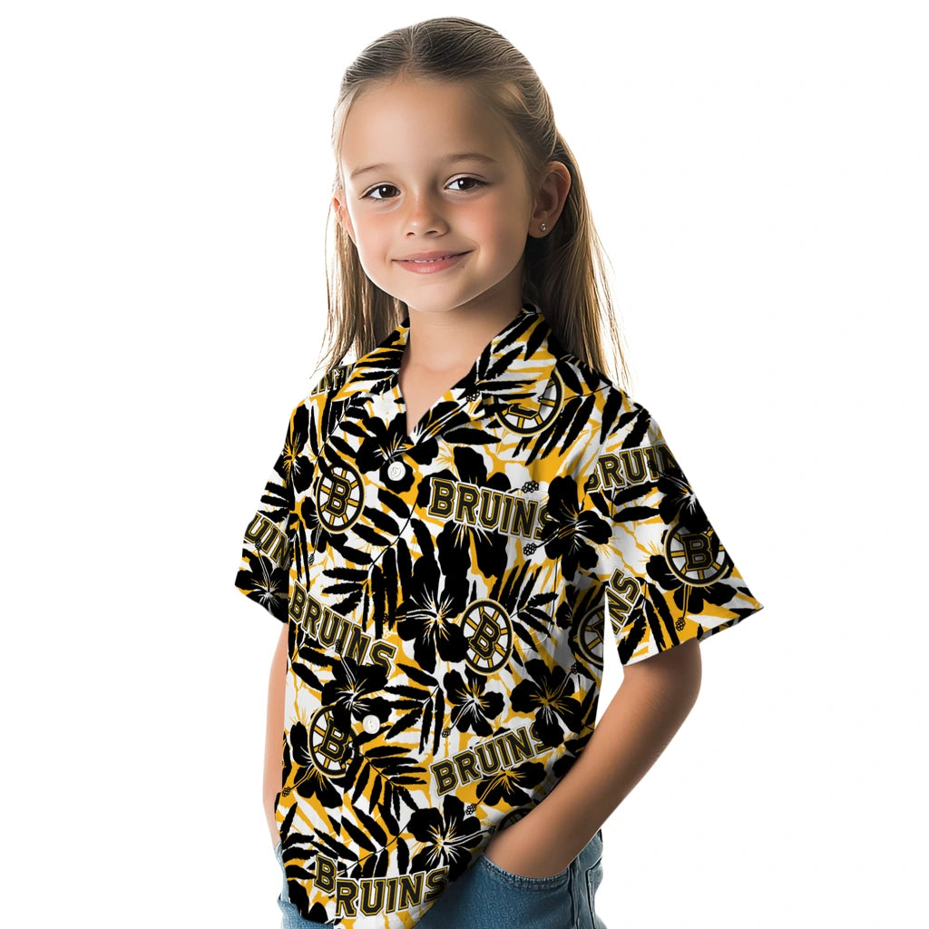 Boston Bruins Hawaiian Shirt - Hibiscus Overlay | Hula Hawaiian Shirts
