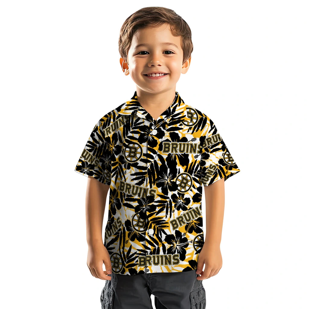 Boston Bruins Hawaiian Shirt - Hibiscus Overlay | Hula Hawaiian Shirts