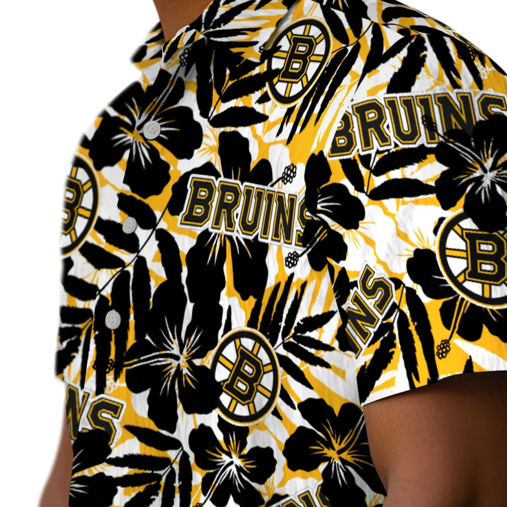Boston Bruins Hawaiian Shirt - Hibiscus Overlay | Hula Hawaiian Shirts