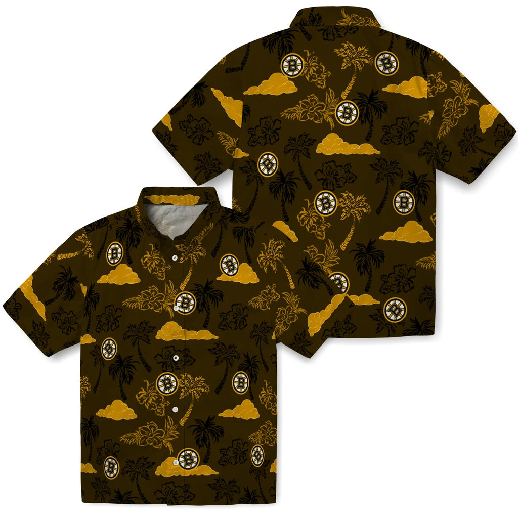 Boston Bruins Hawaiian Shirt - Palm And Clouds | Hula Hawaiian Shirts