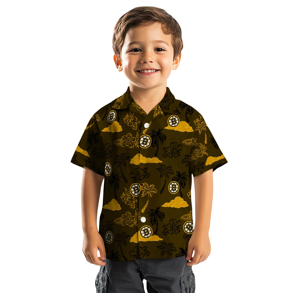 Boston Bruins Hawaiian Shirt - Palm And Clouds | Hula Hawaiian Shirts