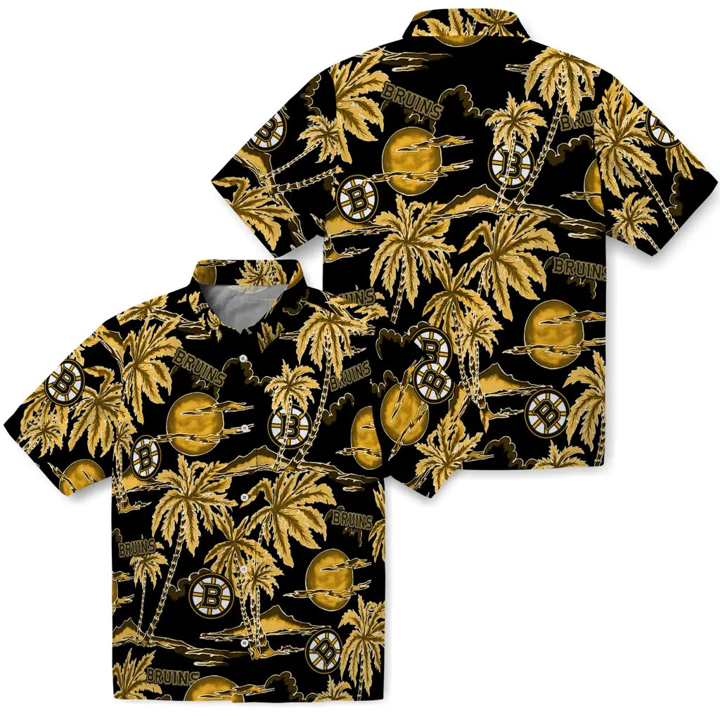 Boston Bruins Hawaiian Shirt - Palm Sunset | Hula Hawaiian Shirts