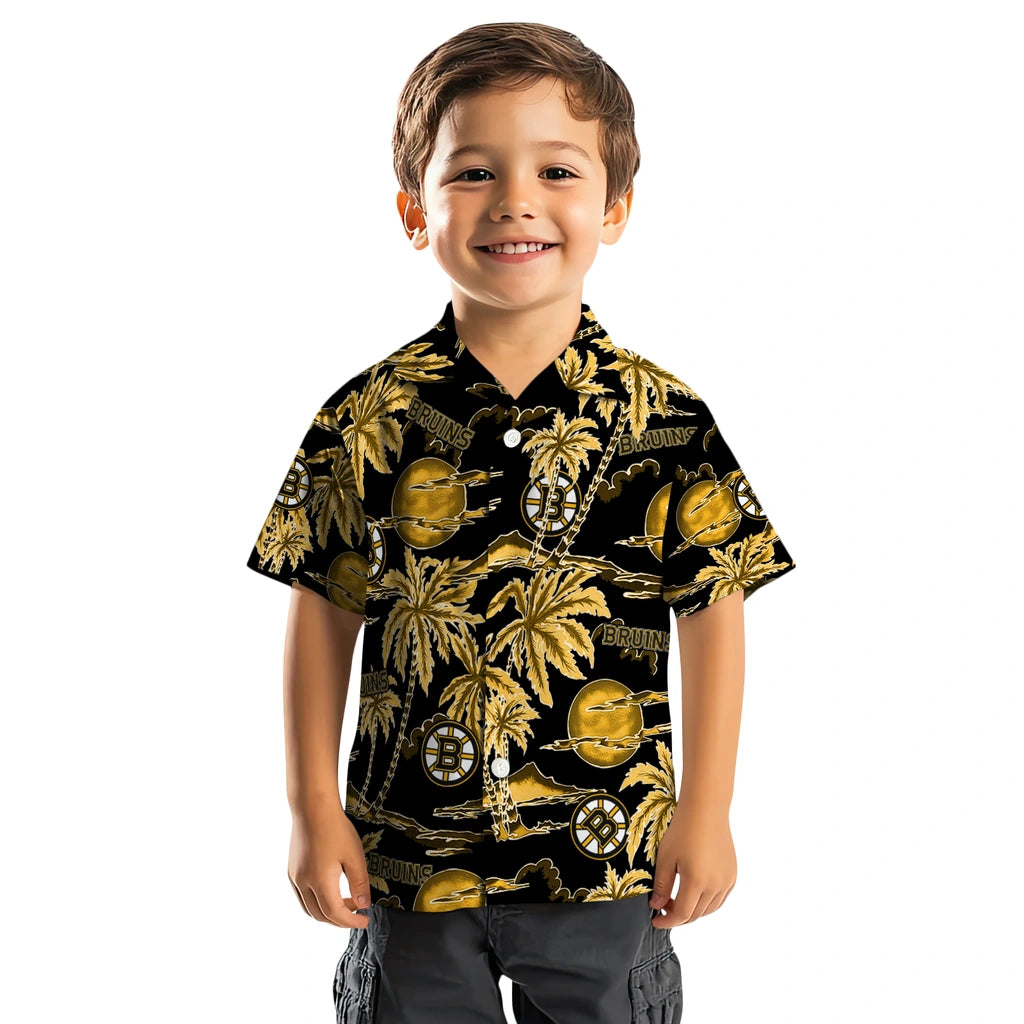 Boston Bruins Hawaiian Shirt - Palm Sunset | Hula Hawaiian Shirts