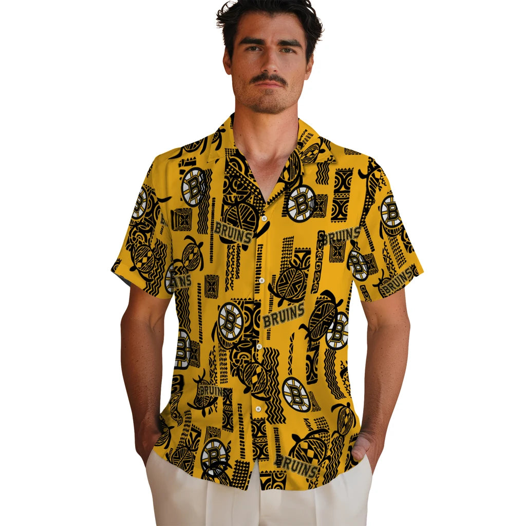 Boston Bruins Hawaiian Shirt - Turtle Lines | Hula Hawaiian Shirts