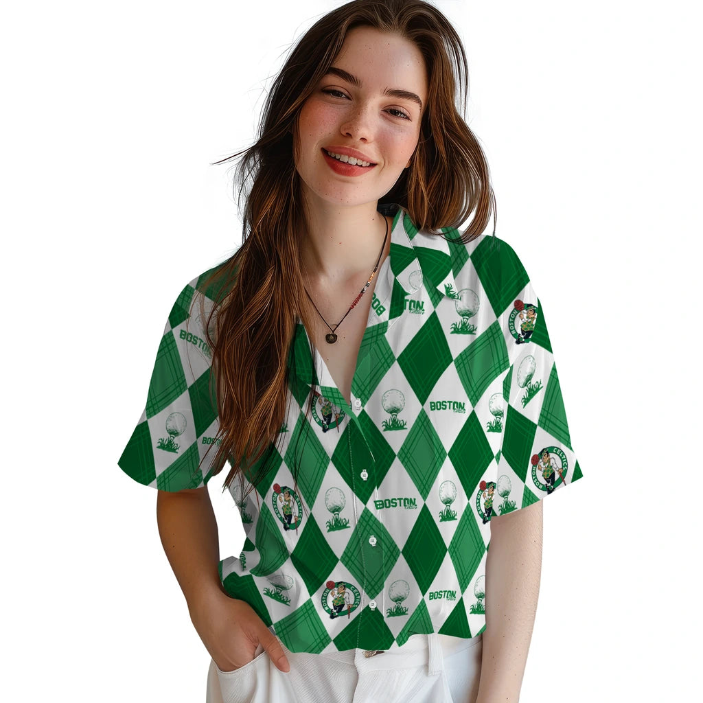 Boston Celtics Hawaiian Shirt - Golfing Plaid | Hula Hawaiian Shirts