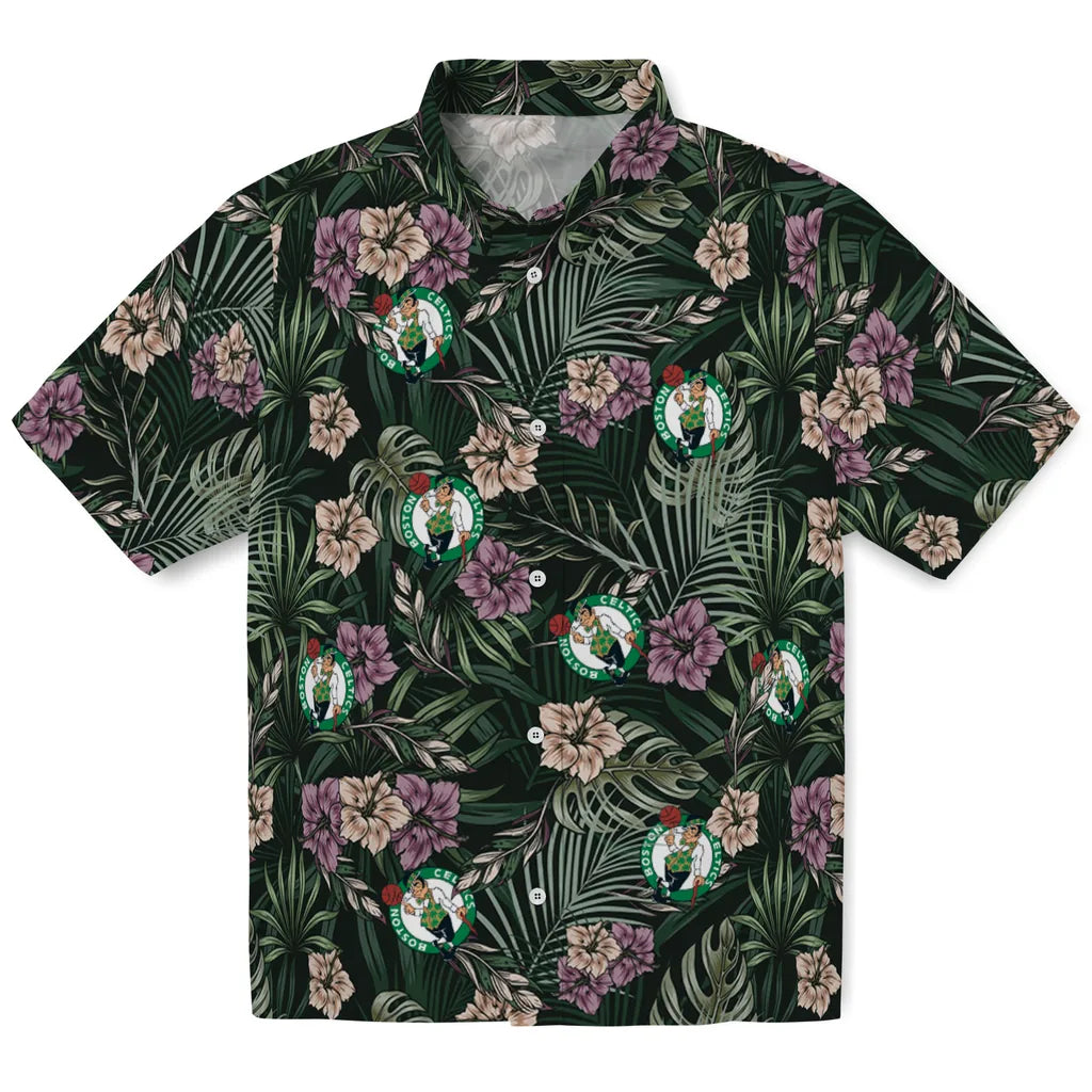 Boston Celtics Hawaiian Shirt - Hibiscus Leaves Pattern | Hula Hawaiian Shirts