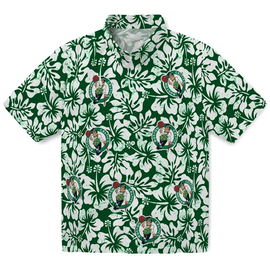 Boston Celtics Hawaiian Shirt - Hibiscus Motif | Hula Hawaiian Shirts