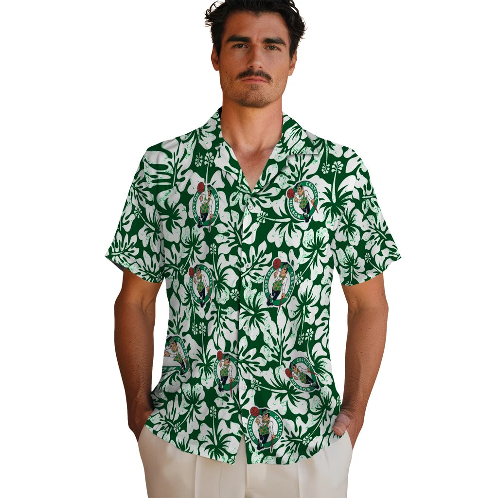 Boston Celtics Hawaiian Shirt - Hibiscus Motif | Hula Hawaiian Shirts