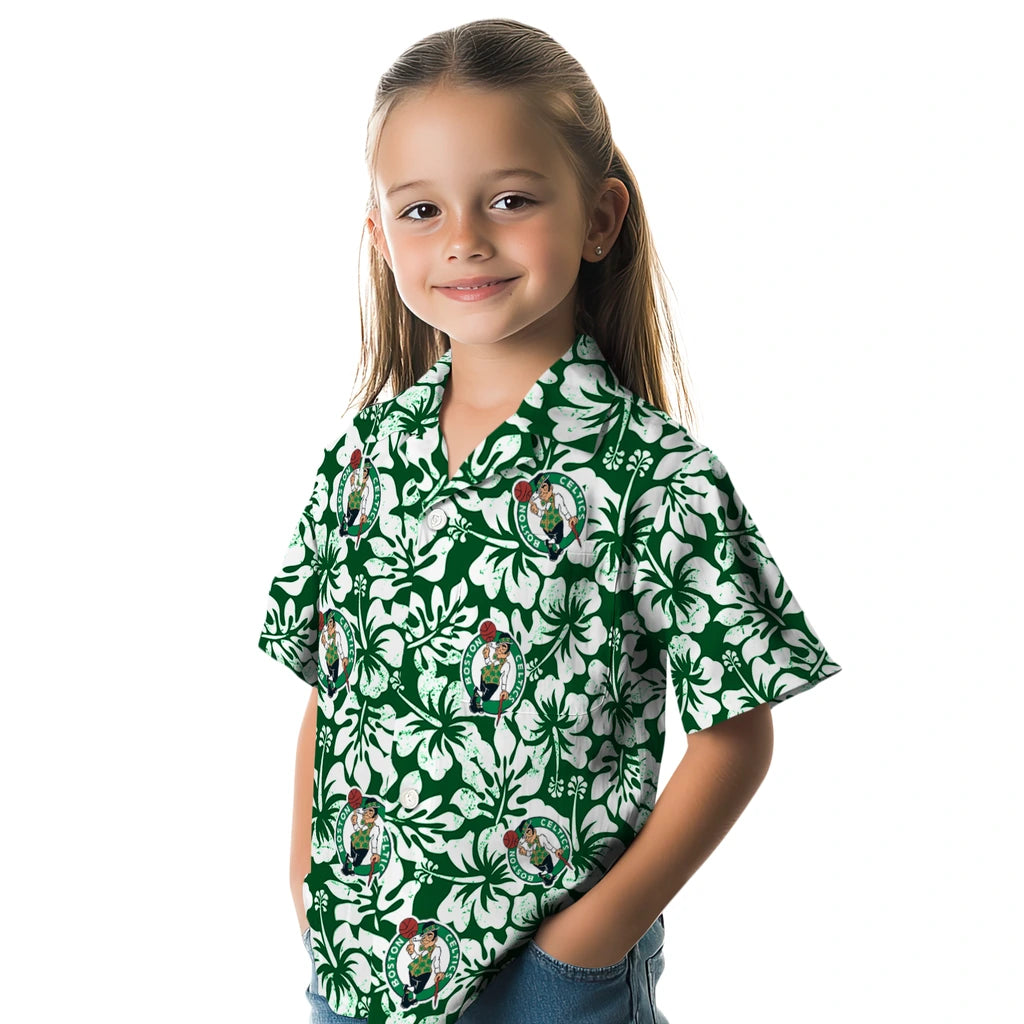 Boston Celtics Hawaiian Shirt - Hibiscus Motif | Hula Hawaiian Shirts