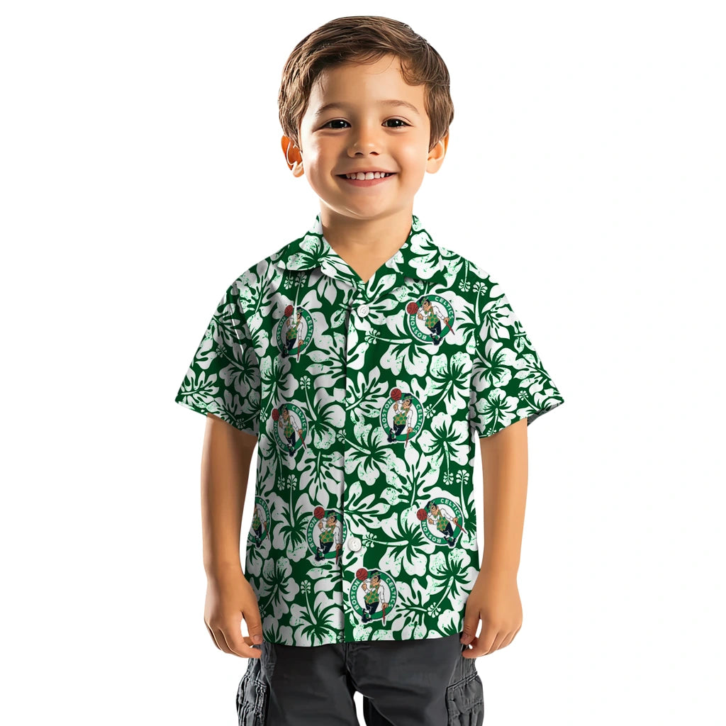 Boston Celtics Hawaiian Shirt - Hibiscus Motif | Hula Hawaiian Shirts