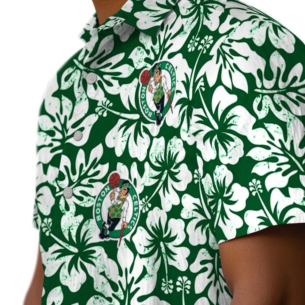 Boston Celtics Hawaiian Shirt - Hibiscus Motif | Hula Hawaiian Shirts