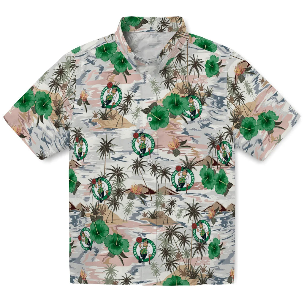 Boston Celtics Hawaiian Shirt - Hibiscus Seaside | Hula Hawaiian Shirts