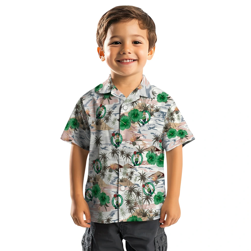 Boston Celtics Hawaiian Shirt - Hibiscus Seaside | Hula Hawaiian Shirts