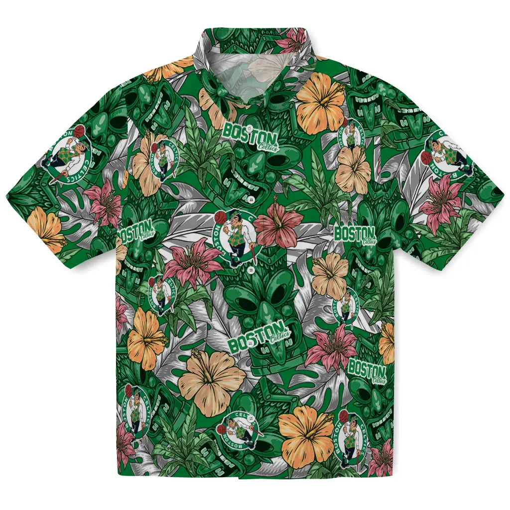 Boston Celtics Hawaiian Shirt - Hibiscus Tiki Jungle | Hula Hawaiian Shirts