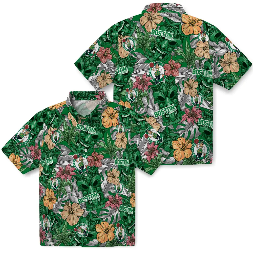 Boston Celtics Hawaiian Shirt - Hibiscus Tiki Jungle | Hula Hawaiian Shirts