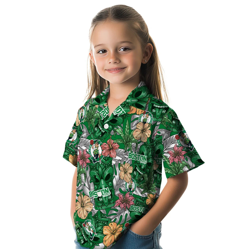 Boston Celtics Hawaiian Shirt - Hibiscus Tiki Jungle | Hula Hawaiian Shirts