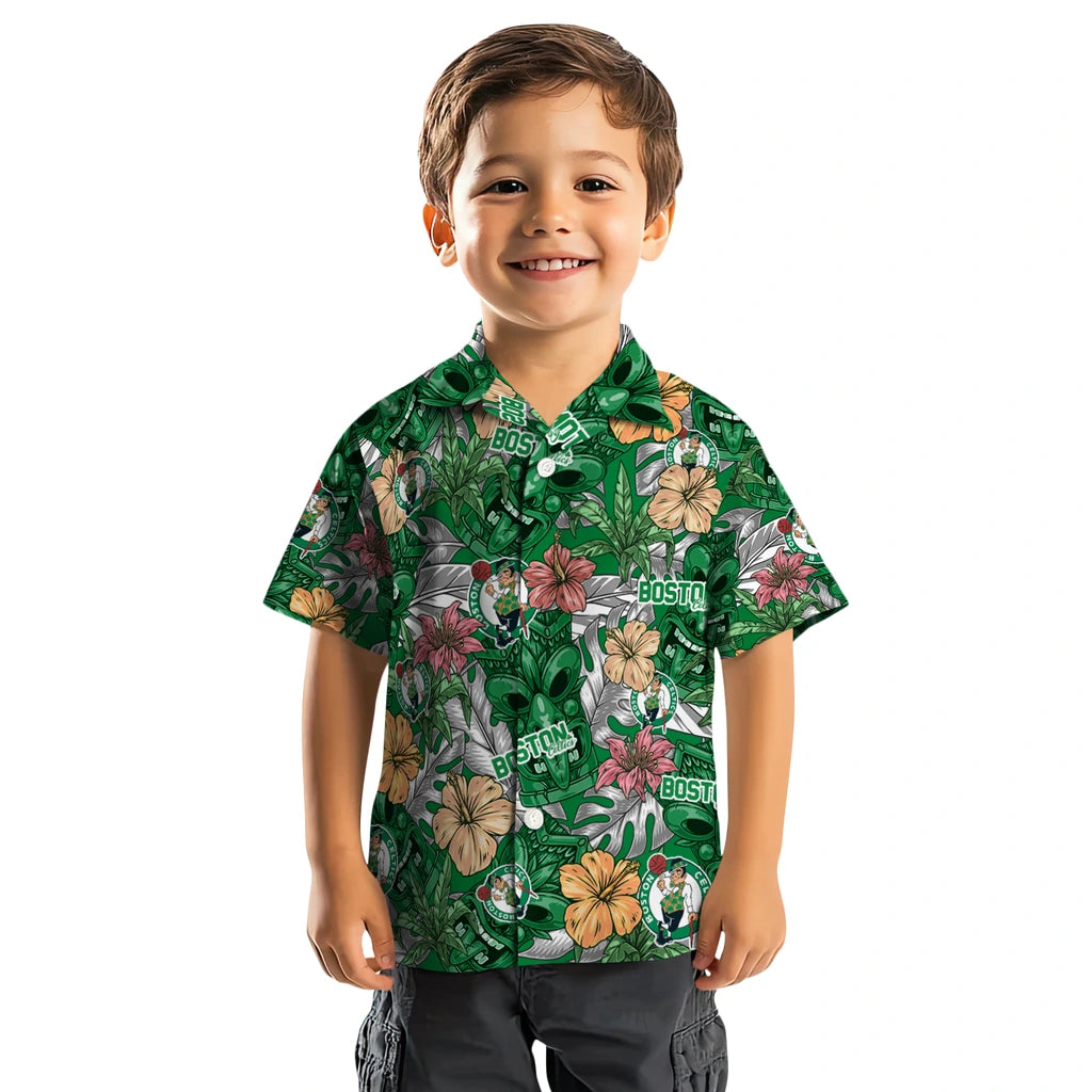 Boston Celtics Hawaiian Shirt - Hibiscus Tiki Jungle | Hula Hawaiian Shirts