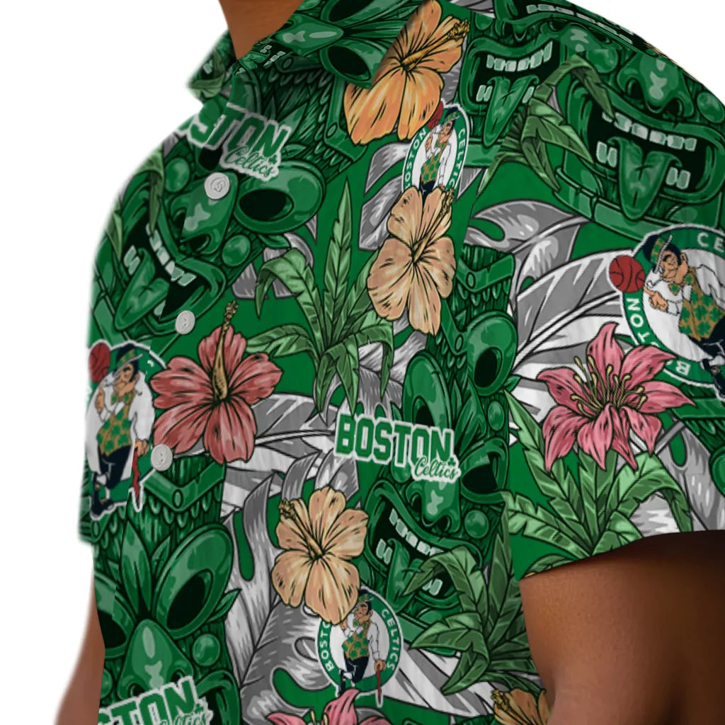 Boston Celtics Hawaiian Shirt - Hibiscus Tiki Jungle | Hula Hawaiian Shirts