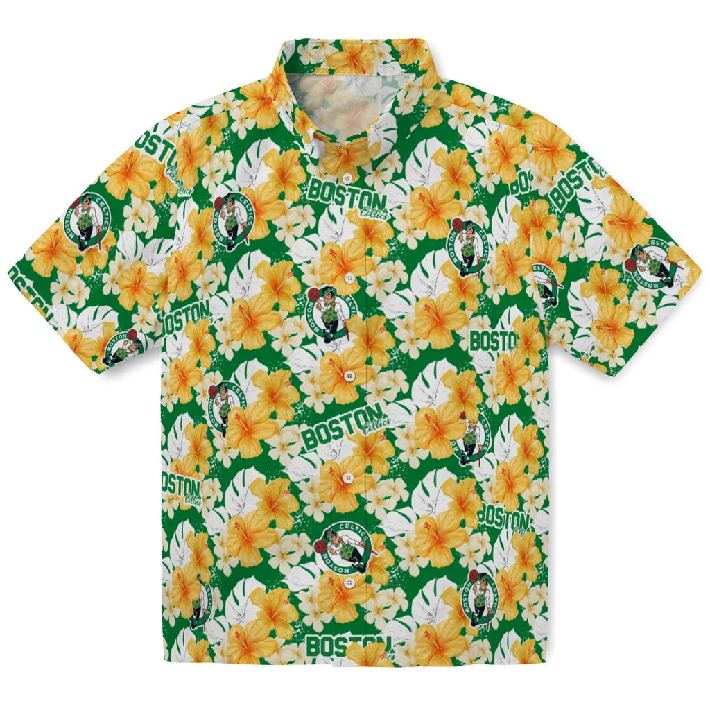 Boston Celtics Hawaiian Shirt - Hibiscus Tropics | Hula Hawaiian Shirts