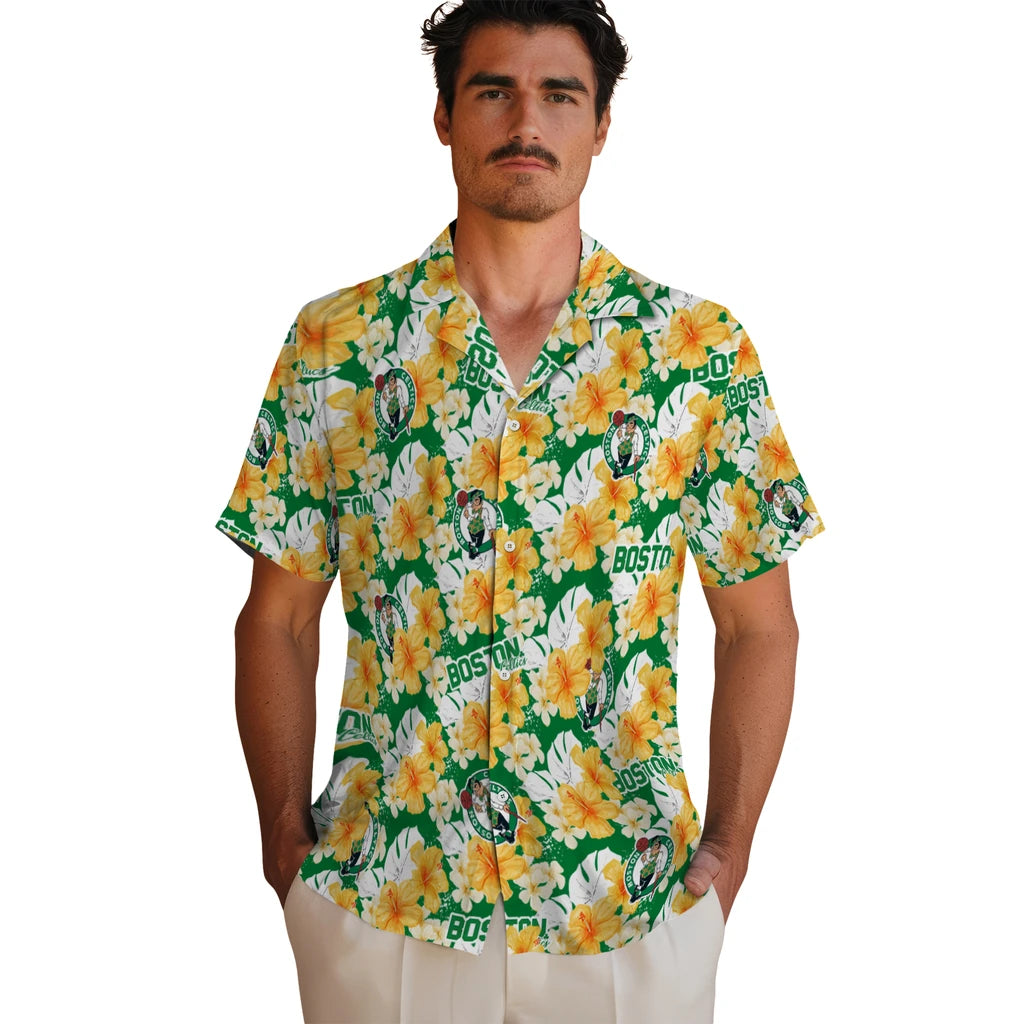 Boston Celtics Hawaiian Shirt - Hibiscus Tropics | Hula Hawaiian Shirts