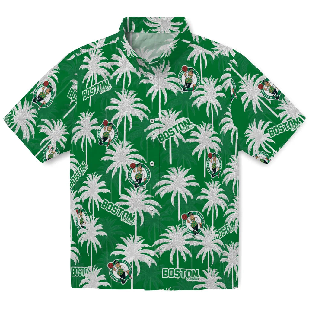 Boston Celtics Hawaiian Shirt - Palm Tree Motif | Hula Hawaiian Shirts