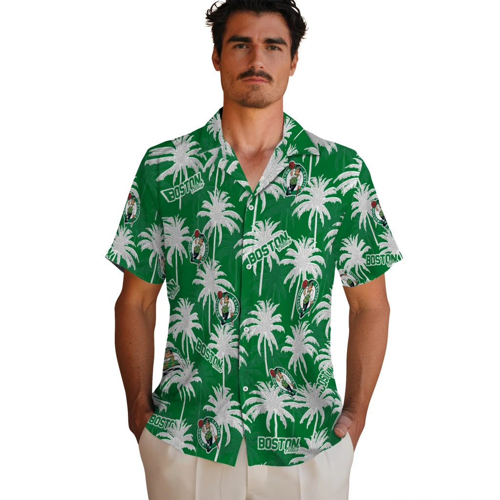 Boston Celtics Hawaiian Shirt - Palm Tree Motif | Hula Hawaiian Shirts