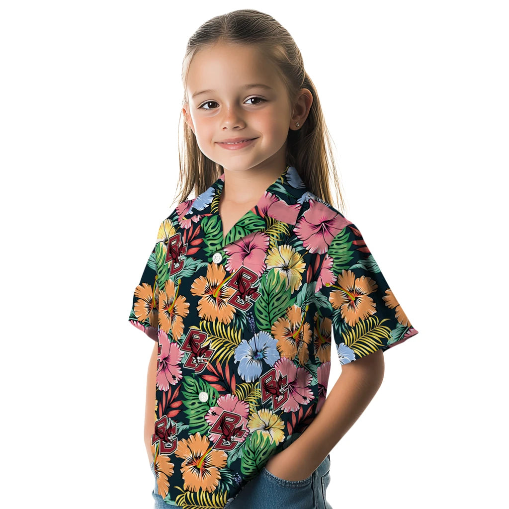 Boston College Eagles Hawaiian Shirt - Brilliant Hibiscus Garden | Hula Hawaiian Shirts