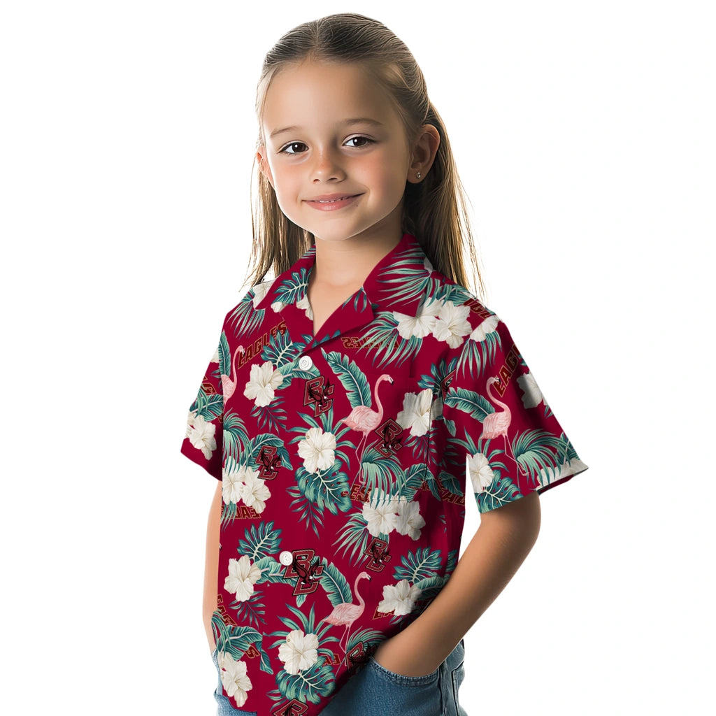 Boston College Eagles Hawaiian Shirt - Flamingo and Hibiscus | Hula Hawaiian Shirts