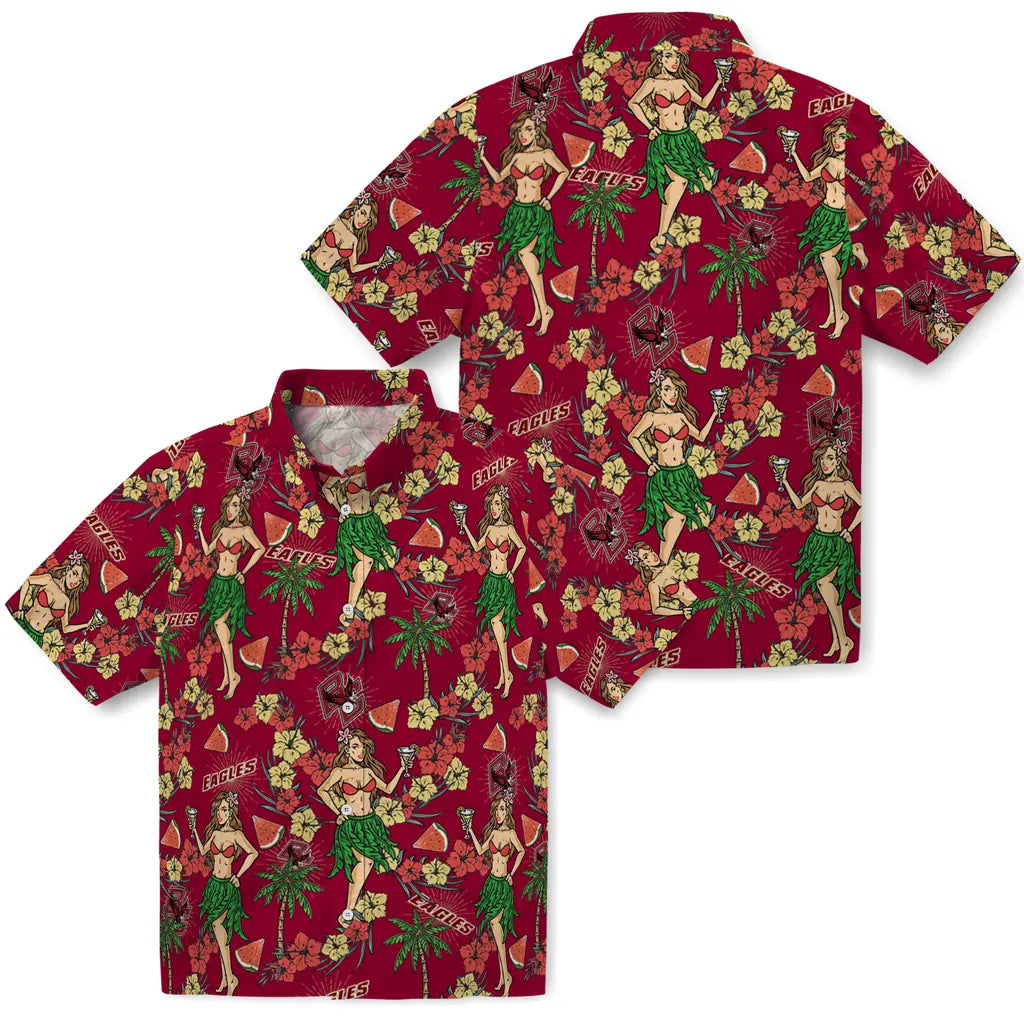 Boston College Eagles Hawaiian Shirt - Hawaiian Girls Design | Hula Hawaiian Shirts