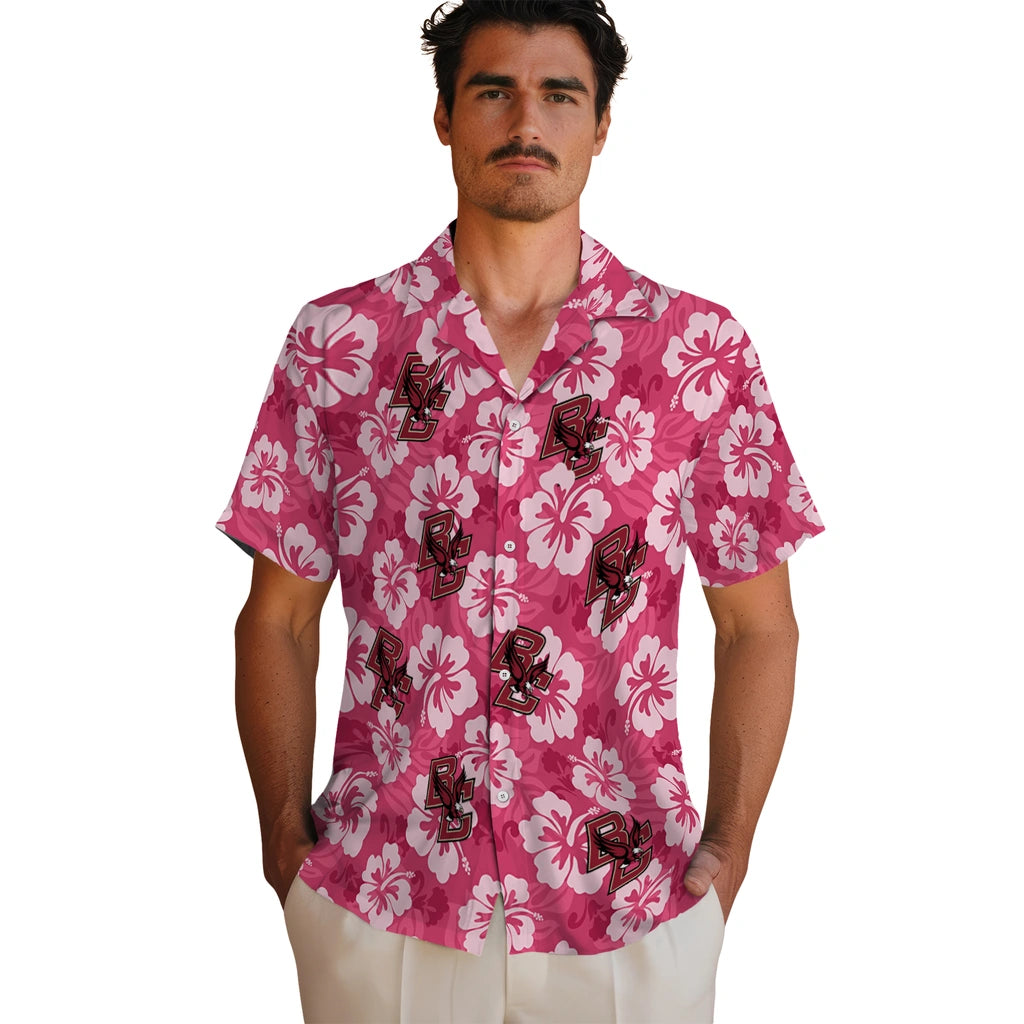 Boston College Eagles Hawaiian Shirt - Hibiscus Cluster | Hula Hawaiian Shirts