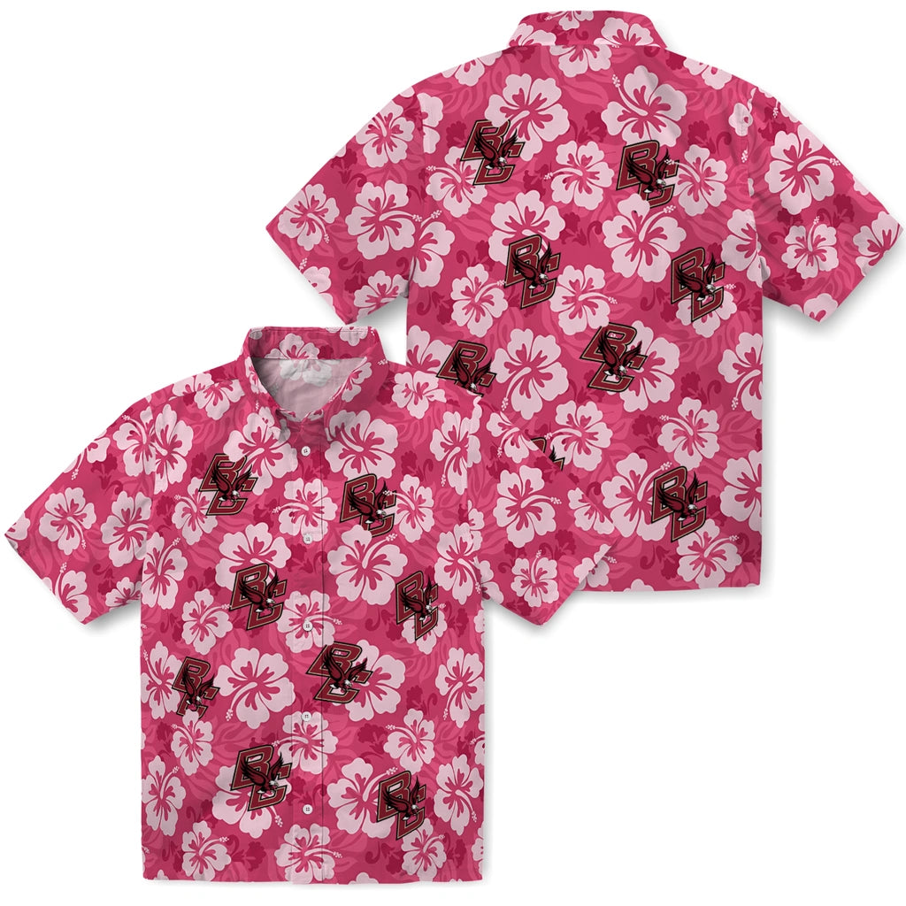 Boston College Eagles Hawaiian Shirt - Hibiscus Cluster | Hula Hawaiian Shirts