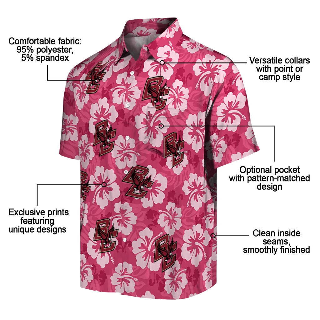 Boston College Eagles Hawaiian Shirt - Hibiscus Cluster | Hula Hawaiian Shirts