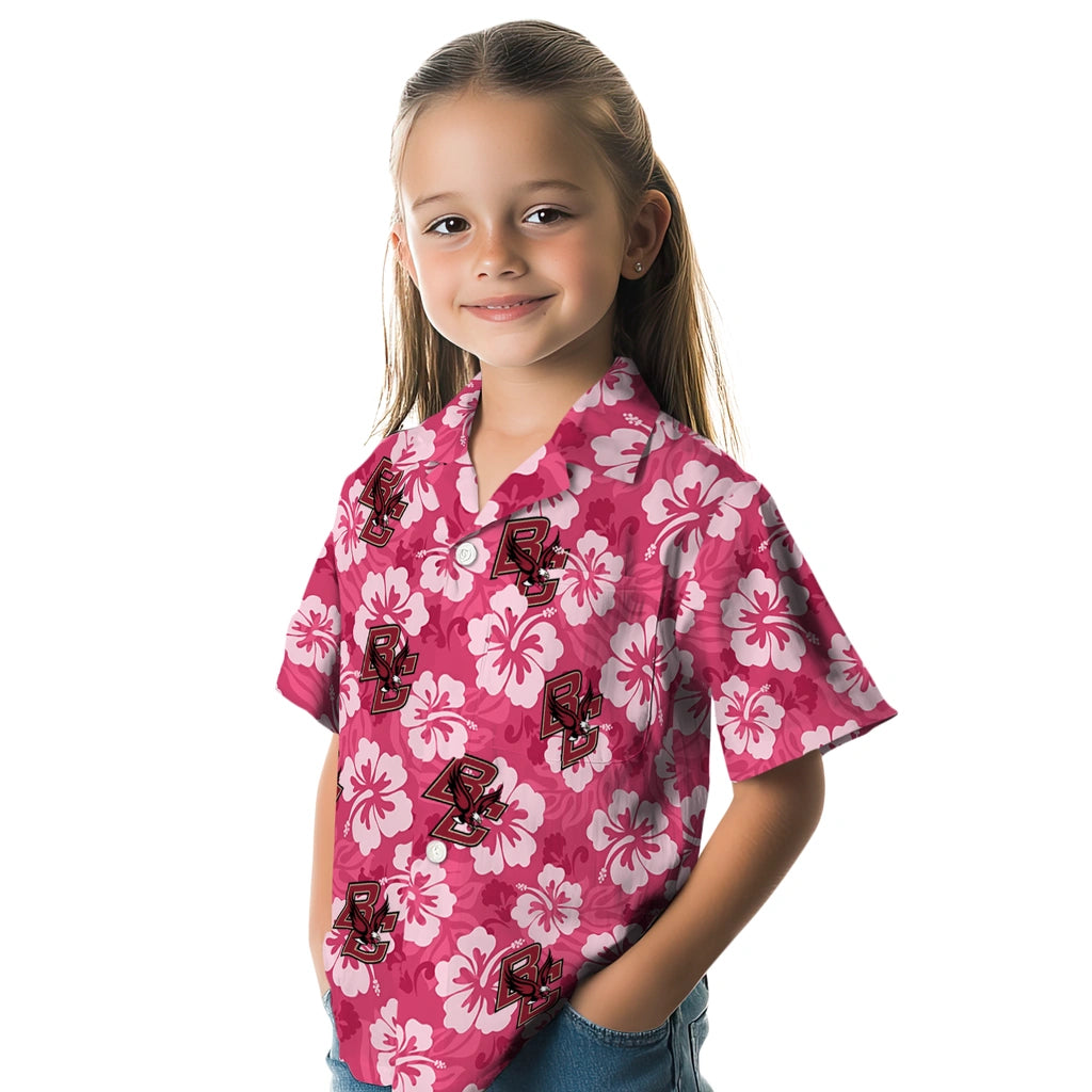 Boston College Eagles Hawaiian Shirt - Hibiscus Cluster | Hula Hawaiian Shirts