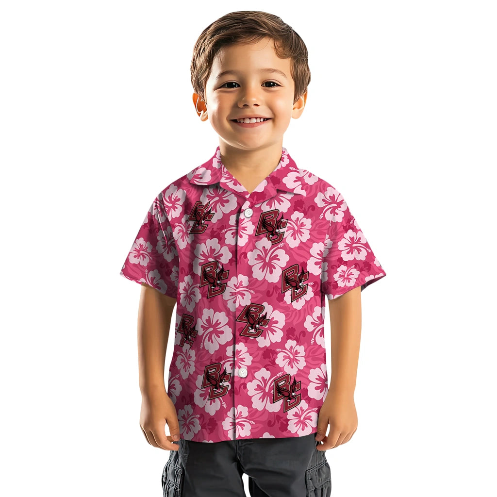 Boston College Eagles Hawaiian Shirt - Hibiscus Cluster | Hula Hawaiian Shirts