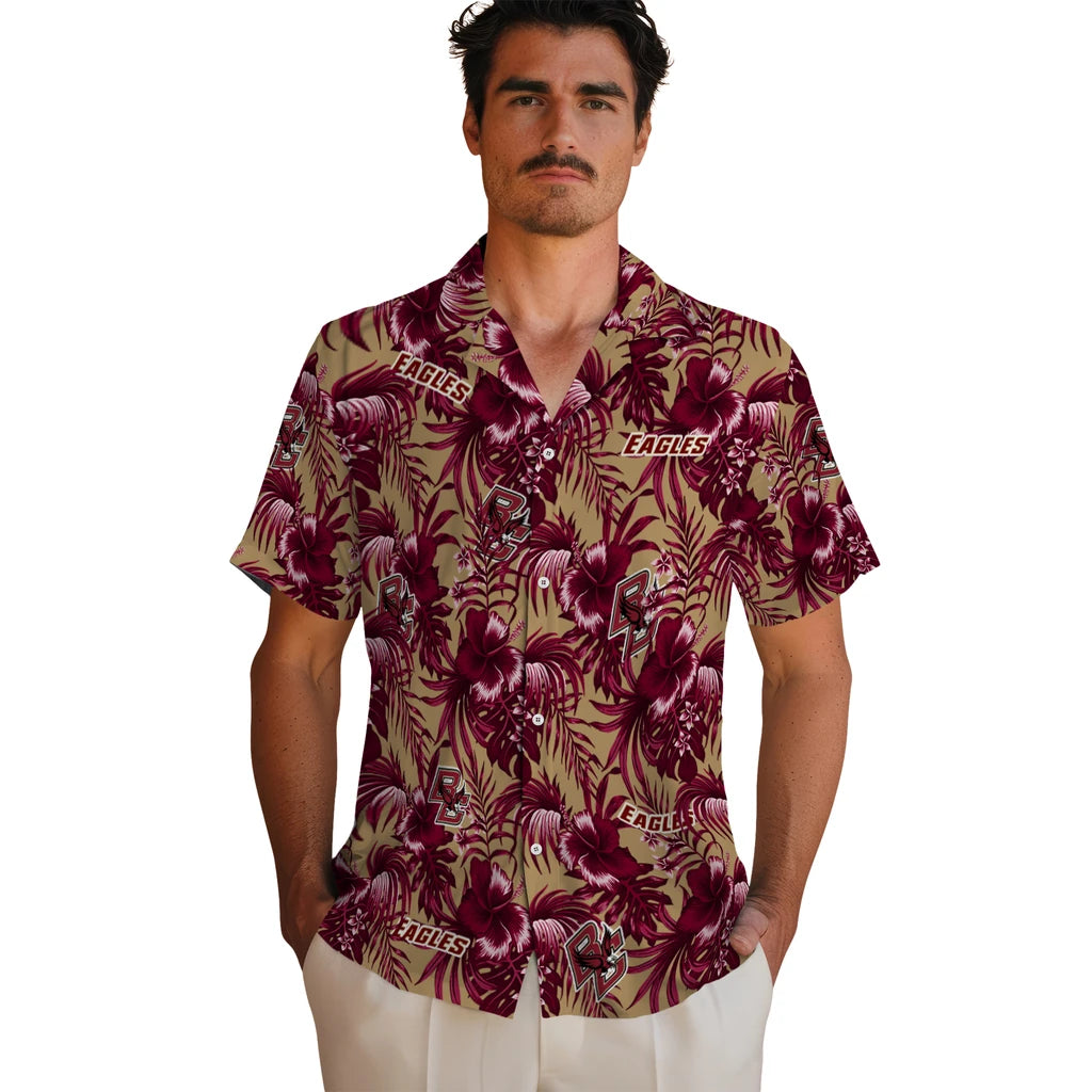 Boston College Eagles Hawaiian Shirt - Hibiscus Exotic | Hula Hawaiian Shirts