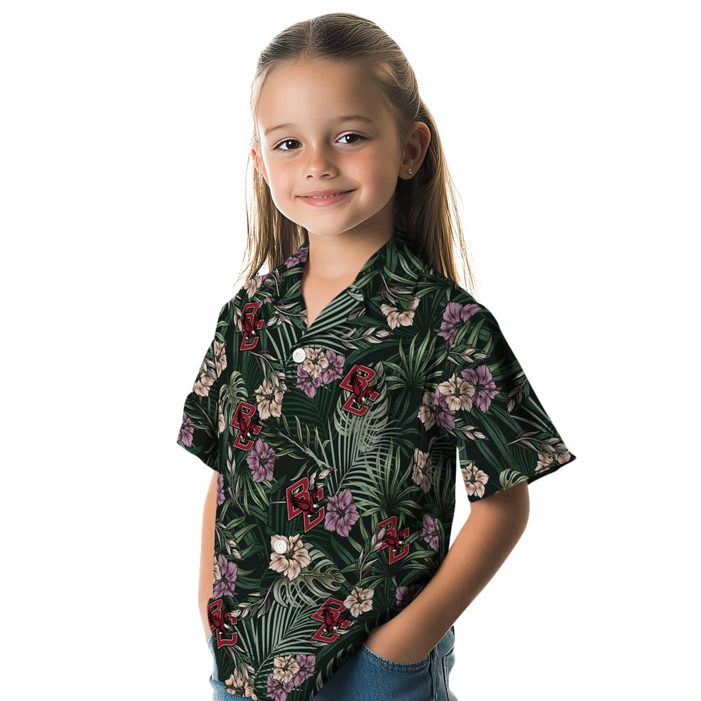 Boston College Eagles Hawaiian Shirt - Hibiscus Leaves Pattern | Hula Hawaiian Shirts