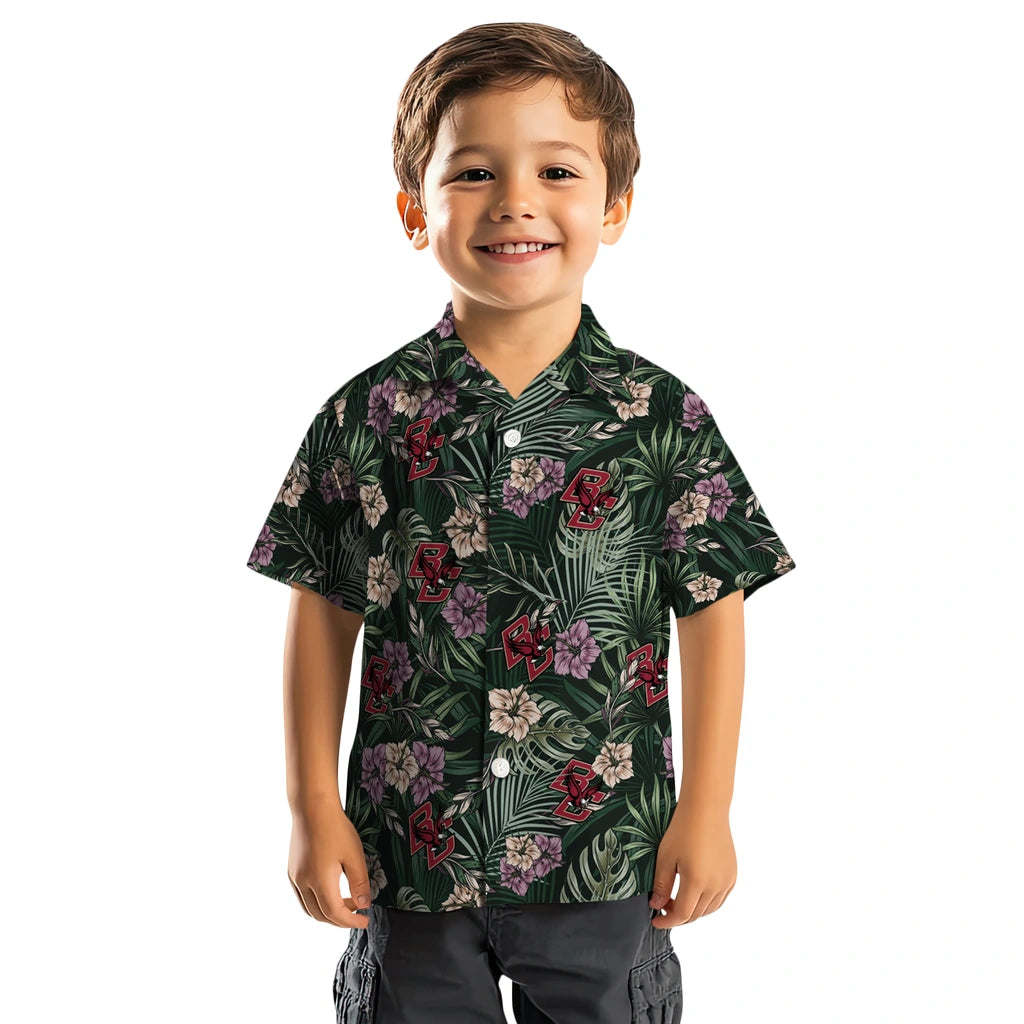 Boston College Eagles Hawaiian Shirt - Hibiscus Leaves Pattern | Hula Hawaiian Shirts